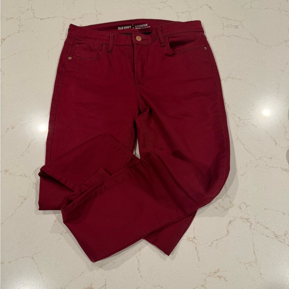 Old Navy Women's Burgundy Rock Star Skinny Jeans